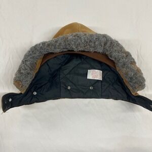 Vintage Carhartt Brown Duck Canvas Quilted Hood Faux Fur Trim 9680H Made in USA